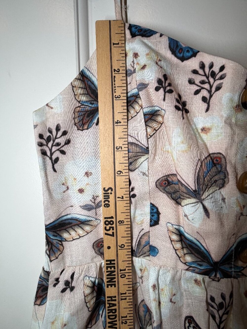 Casual linen cream butterfly adjustable strap dress sz L